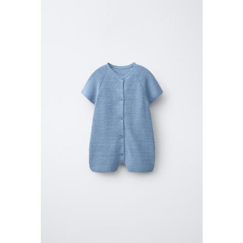 PEARL KNIT SHORT JUMPSUIT - Mid-blue | ZARA United States