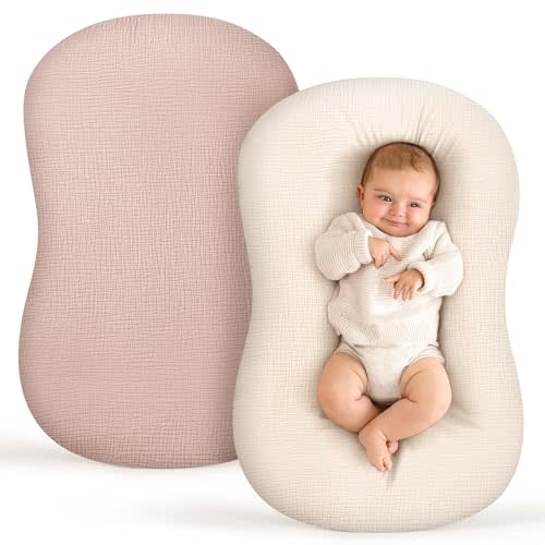 Termichy Baby Lounger Cover Muslin: Soft Cotton Slipcover for Snuggle Me Lounger - Removable & Machine Washable for Daily Use - Zipper-Free & Skin-Friendly for Newborn Girls and Boys