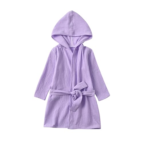TADO MUSLIN Organic Cotton Toddler Bathrobe, Soft and Breathable Baby Robe for Kid, Boy& Girl Hooded Robe Muslin