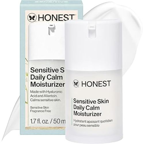 Honest Beauty Sensitive Skin Daily Calm Lightweight Moisturizer | Reduces Redness, Hydrates, + Calms Skin | Hypoallergenic, Fragrance Free, Vegan | 1.7 fl oz
