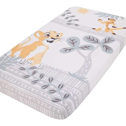 Disney Lion King - Gold, Teal & Ivory Photo Op Fitted Crib Sheet, Gold, Aqua, White, Lion King - Gold, Teal and Ivory (8907003P)