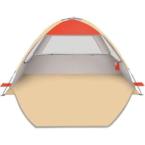 Gorich Beach Tent Sun Shelter for 3/4-5/6-7/8-10 Person with UPF 50＋ UV Protection, Lightweight & Easy Setup Beach Shade Canopy, Portable Beach Shade Tent Beach Cabana