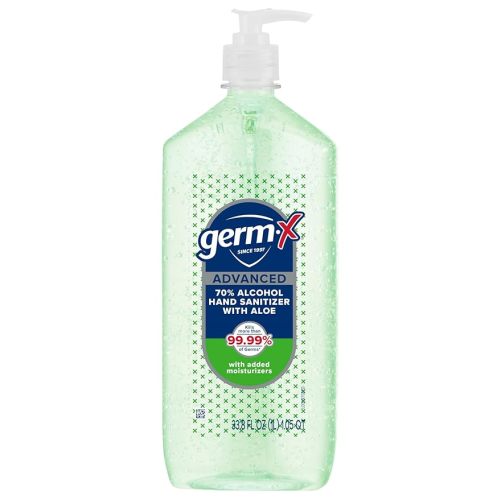 Germ-X Advanced Hand Sanitizer with Aloe and Vitamin E, Non-Drying Moisturizing Gel, Instant and No Rinse Formula, Pump Bottle, 1 Liter