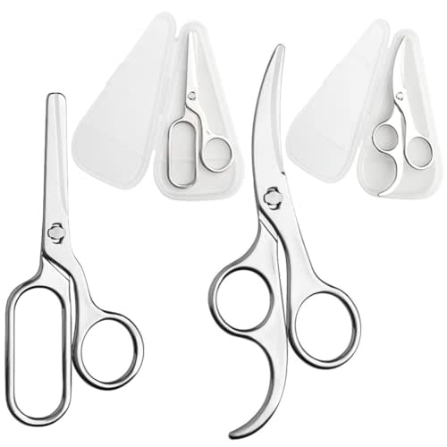Jasni 2-Pack All 304 Stainless Steel Baby Food Scissors Detachable Vegetables Meat Noodles Kitchen Shears for Infant Kids Anti-Rust Food-Grade Dishwasher Safe with Travel Storage Case