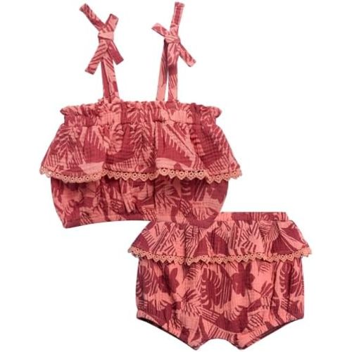 Volcom Baby Girls Shorts Set - 3 Piece Toddler Girls Summer Matching Set - Sleeveless Top, Shorts and Bucket Hat
