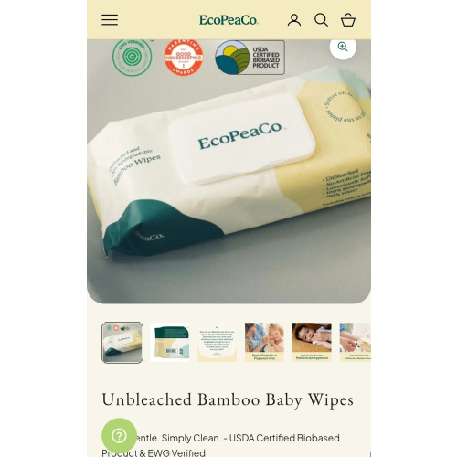 Unbleached Biodegradable Bamboo Baby Wipes | Eco Pea Co