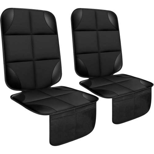 GoXteam Car Seat Protector for Child, Baby, Pets -2 Pack car seat Cover with Thick Padding- Waterproof Universal Size with Mesh Pockets (Black)