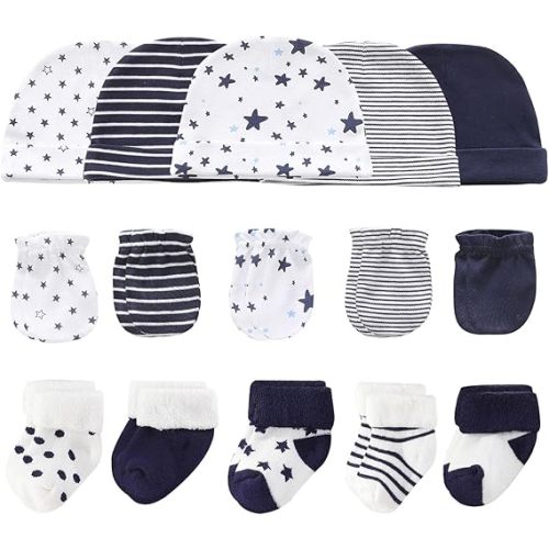 Baby Hats Mittens and Socks Set Cotton Newborn Hat Beanie Soft Infant Girls Boys Caps Gloves 0-6 month