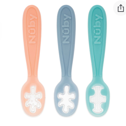 Baby's First Spoons | Aqua, Peach, & Light Blue