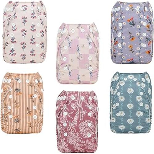 ALVABABY Baby Pocket Newborn for Less Than 12pounds Baby Snaps Cloth Diapers Nappy 6pcs with 12 Inserts 6SVB130