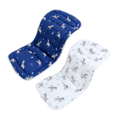 Baby Stroller Cushion,Infant Car Seat Insert-Reversible Universal Breathable and Soft Newborn Stroller Mat,100% Cotton Cover Toddler Seat Pad Liner-34x78cm,1 Pack(Blue Zebra)