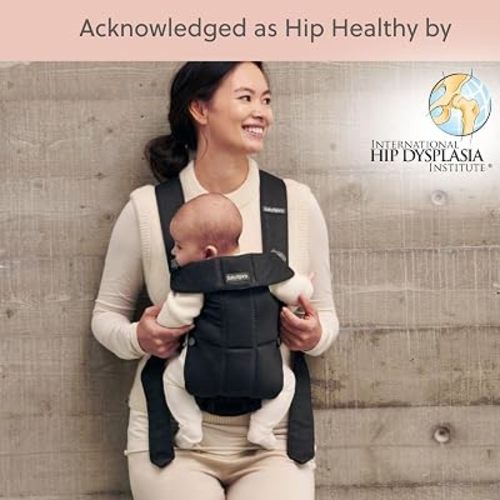 BabyBjörn Baby Carrier Mini, Black, Woven | Newborn Carrier (7-15 lbs), Ergonomic, Easy-to-Use