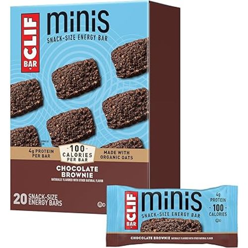 CLIF BAR Minis - Chocolate Brownie Flavor - Made with Organic Oats - 4g Protein - Non-GMO - Plant Based - Snack-Size Energy Bars - 0.99 oz. (20 Pack)