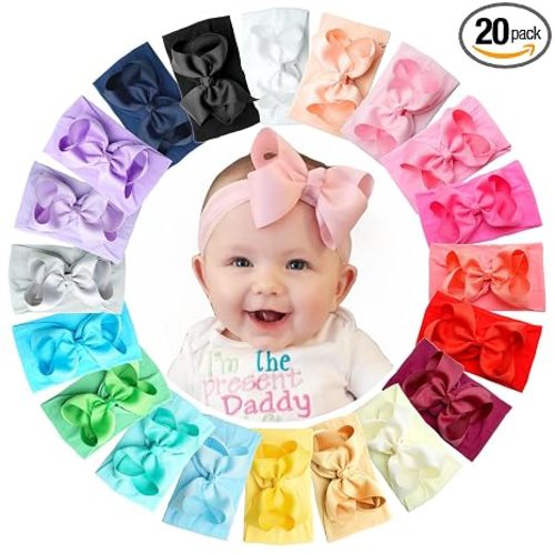 12PCS 6" Baby Headband Bows,Soft Bow Hairbands for Baby Girl Newborn Infant