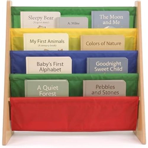 Humble Crew Kids Bookshelf, Montessori Front Facing Toddler Bookcase 4 Tier