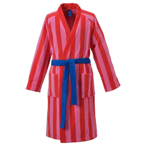 SKOGSSALLAT Bathrobe - red-pink/stripe L/XL