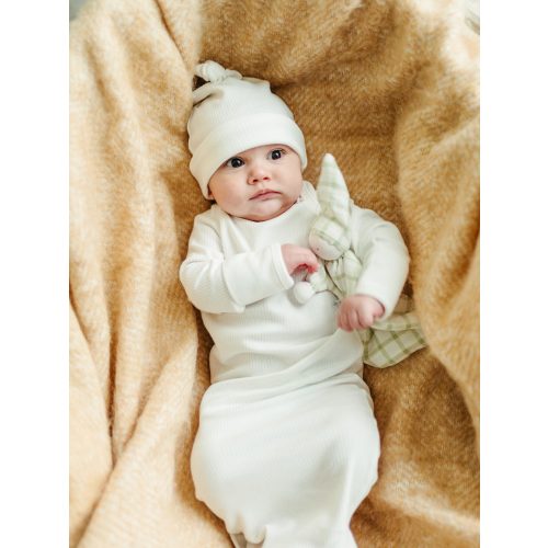 Drop Needle - Knot Top Beanie - Organic White