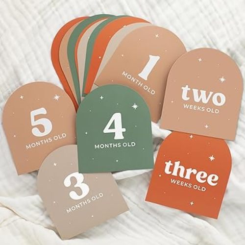 Beautiful Baby Monthly Milestone Cards - The Perfect Cards for Adorable Milestone Pictures of Your Newborn Boy/Girl - 15 Reversible Paper Set incl. Welcome Home & Hello World Sign are A Great Gift