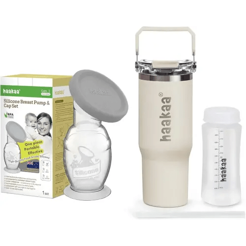 haakaa Gen.2 Manual Breast Pump 5 oz. with Silicone Cap & Portable Breastmilk Coller Combo