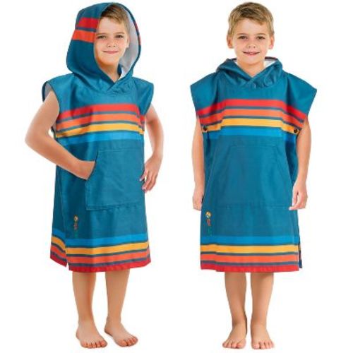 SUN CUBE Lightweight Kids Towel Changing Swim Robe Surf Beach Towel, Quick Dry Microfiber Hooded for Boys Girls 3-7 Years (Sunset Blue)
