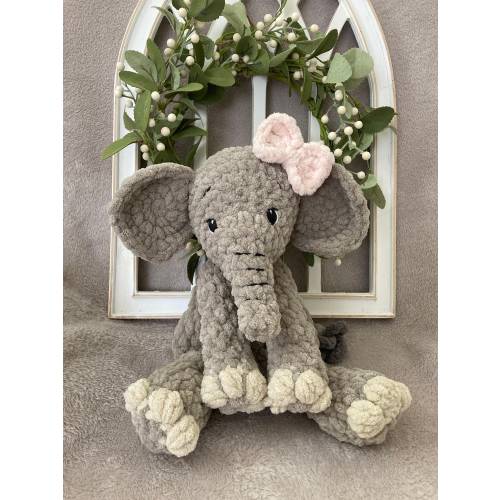 Made to Order Crocheted Elephant Snuggler, Elephant Lovey, Safari Animal, Nursery Decor