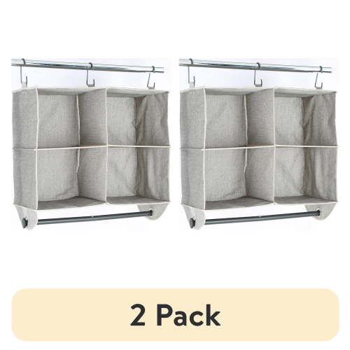(2 pack) Better Homes & Gardens 4-Shelf Hanging Closet Organizer with Rack, Gray