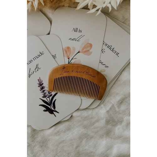 Empowered Birth Gift Set: Labor Comb & Botanical Affirmation Cards