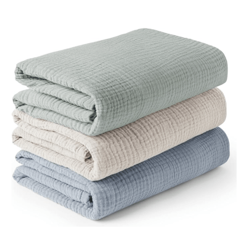 Konssy 3 Pack Muslin Swaddle Blankets for Unisex, Newborn Receiving Blanket, Large 47 x 47 inches, Soft Breathable Muslin Baby Swaddles for Boys & Girls