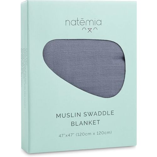 Natemia Baby Muslin Swaddle Blanket (Gray) - Silky Soft, Gentle Receiving Blankets for Newborns, Boys, Girls - Versatile, Breathable, Skin-Friendly, Machine-Washable - Baby Shower Registry Essential