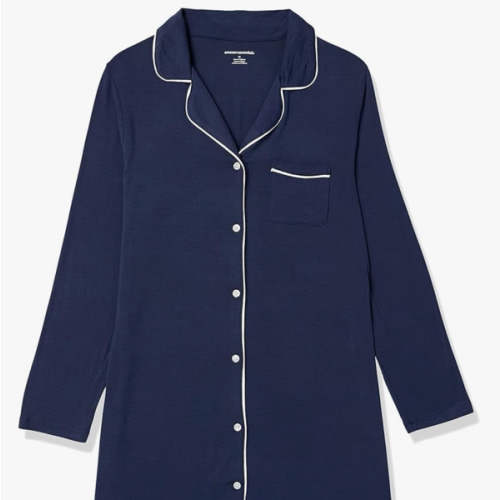 Amazon Essentials Women's Piped Nightshirt (Available in Plus Size)