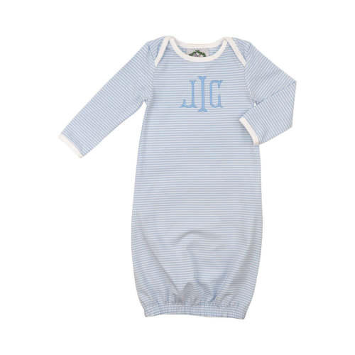 Blue Knit Stripe Baby Gown
