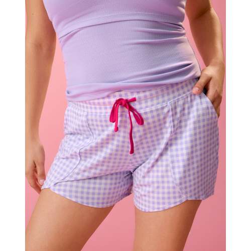 Bamboo Maternity & Postpartum Lounge Short | Lavender Gingham - Kindred Bravely