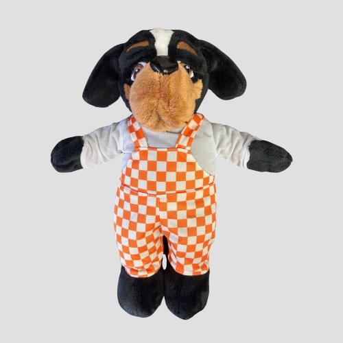 12in Plush Smokey with Checkerboard Bibs