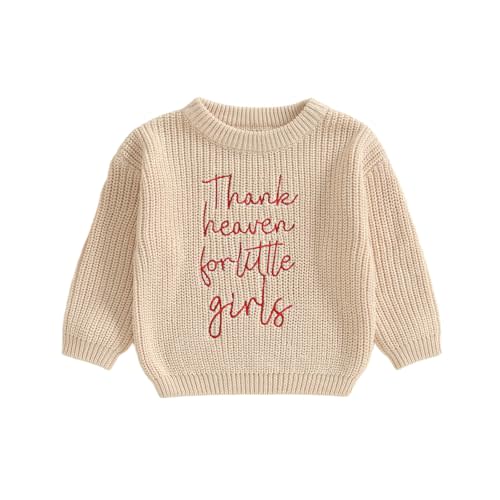 Aiwpstoin Infant Baby Girl Sweater Romper Embroidery Long Sleeve Ruffle Chunky Knit Sweatshirt Rompers Fall Winter Clothes