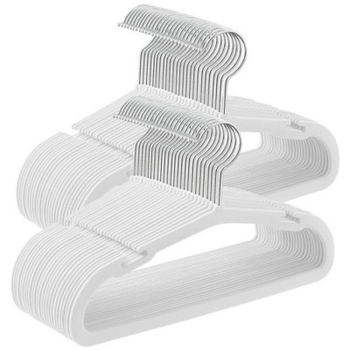 SONGMICS Baby Hangers 50 Pack, Kids Hangers for Closet, Non-Slip Velvet Hangers, Childrens Hangers,Wide Shoulder Notches, Cloud White