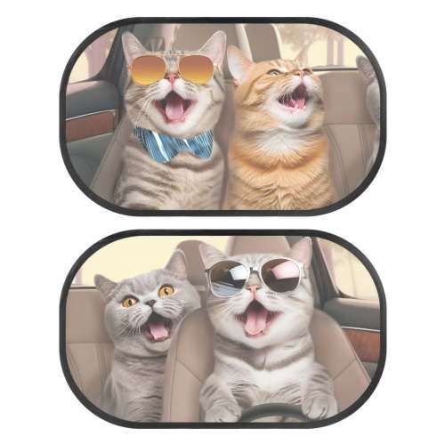 KUIFORTI Car Window Shades for Baby (2 Pack) Cat Car Shades for Side Windows, Foldable Automotive Interior Sun Protection from UV and Sun Glare