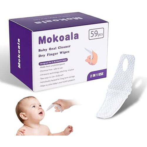 60Pcs Baby Tongue Cleaner, Baby Toothbrush, Disposable Infant Mouth Cleaner, Soft Gauze Toohthbrush Toddler Oral Cleaning Stick Dental Care for 0-36 Month Newborn