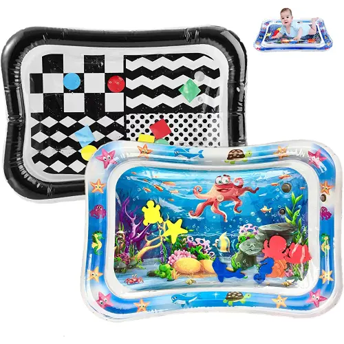 PandaEar 2 Pack Tummy Time Water Mats for Baby, Inflatable Water Play Mats Toys for Infants Newborn Toddlers 3-24 Months Girls and Boys