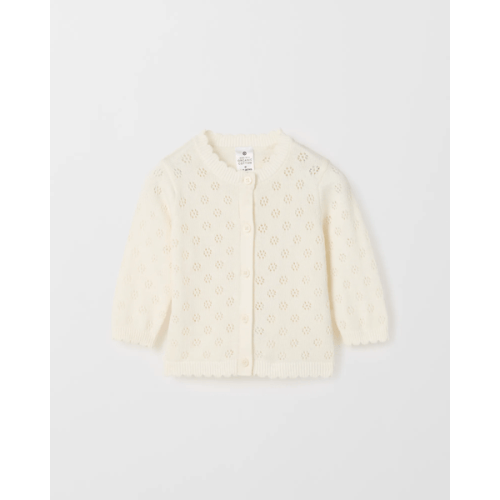 Baby Organic Cotton Pointelle Cardigan - Gardenia