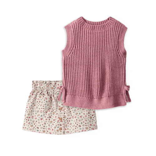 Toddler Girl 2-Piece Sleeveless Sweater Top & Floral Print Cotton Skirt Set - Multi - Carter's | Carter's