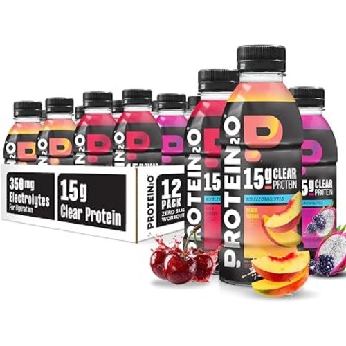 Protein2o Hydration Drink - 2-in-1 Liquid Clear Whey Protein Isolate and Electrolyte Drink - 15g Protein, Vitamins B5, B6 - Post-Workout Recovery - 16.9 Fl Oz - 12 Count Flavor Fusion Variety Pack