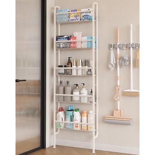 UMDONX Narrow 5-Tier Behind-the-Door Bathroom Storage Rack