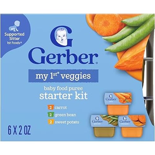 Gerber Stage 1 Baby Food, Veggie Variety Pack Puree Tubs, Baby Puree, 2PK
