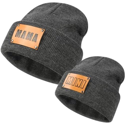 Parent-Child Beanie Hat,Mother & Baby Daughter/Son Winter Warm Knit Hat,Kids Soft Beanie Cap