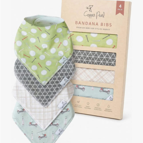 Copper Pearl Baby Bibs 4 Pack, Printed Bandana Drool Bibs for Baby Girl & Boy, Soft Cotton Drooling Teething Bibs