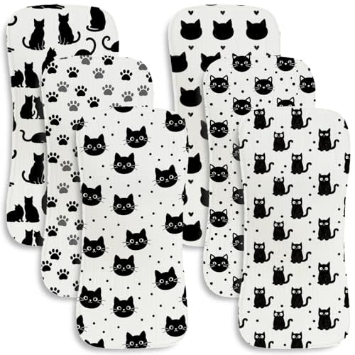 6 Pack Baby Burp Cloths for Boys Girls Funny Cat Burping Cloths for Babies Muslin Burp Cloth Paw Print Baby Burping Cloth for Newborns Machine Washable and Reusable Set