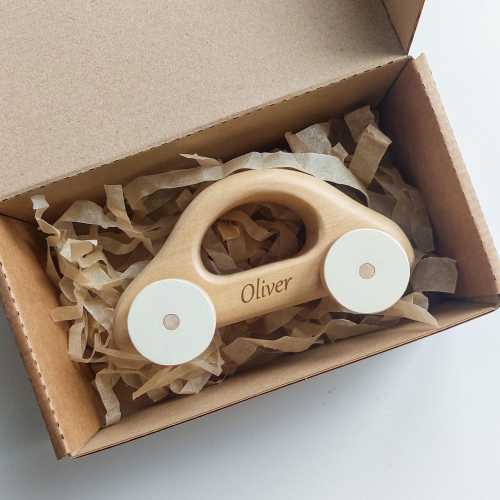 Personalized Wooden Car Toy – Montessori Baby Gift – Toddler Push Car  - Gift for 1 Year Old - Nursery Shelf decor - Minimalist Wooden Toy