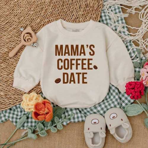 Little Bean Baby Bodysuit, Mama’s Coffee Date Baby Bubble Romper, Coffee Lover Gift, Baby Outfit, Minimalist Baby Clothes