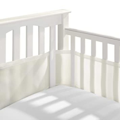BreathableBaby Breathable Mesh Liner for Full-Size Cribs, Classic 3mm Mesh, White (Size 4FS Covers 3 or 4 Sides)
