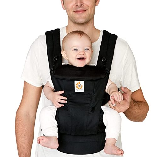 Ergobaby Omni Dream Cotton Baby Carrier Newborn to Toddler - Breathable Baby Carrier for Summer - All-Position Carriers for Newborn to Toddler with Lumbar Support (7-45 lbs) - Cotton, Oynx Black